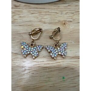 Clip on Butterfly Bling rhinestone fashion earrings